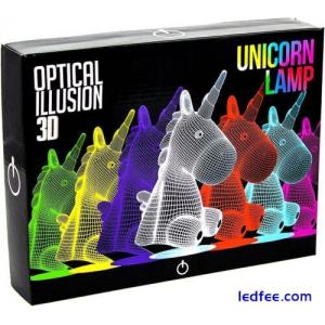 3D Illusion Unicorn LED Night Light Desk Lamp Kids Gift Room Touch Control Light