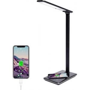 LED Desk Lamp With Wireless Charging Dimmable Eye Caring Light Type-C Power Port