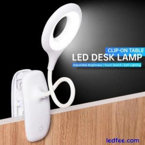 Clip On Desk Lamp LED Flexible Arm USB Dimmable Study Reading Table Night Light.