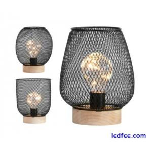 Battery Operated LED Desk Lamp Industrial Retro Light Up Bedside Lantern Home