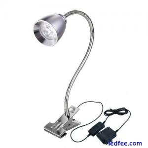 3W LED Desk Clamp Clip Light Study Reading Book Flexible Pipe Lamp Button Plug
