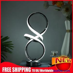LED Bedside Lamp Silvery Spiral Shaped Stand Table Lamp Dimmable for Living Room