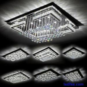 Modern LED Chandelier Lights Flush Mount Crystal Ceiling Light Living Room Lamp