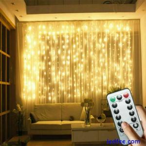 3Mx3M LED Curtain String Fairy Lights In/Outdoor Controller Window Wedding Decor