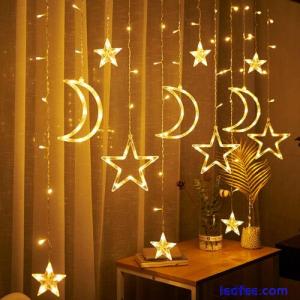 Twinkling Moon Star String Lamp LED Curtain Fairy Light Party Home Decor Plug In