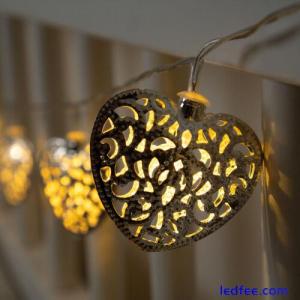 10 LED Warm White Love Heart Fairy String Light – Indoor Bedroom Battery Metal