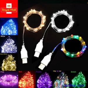 USB LED Micro Rice Wire Copper String Fairy Lights Party Decor Christmas Gift UK