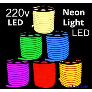 220V LED Neon Rope Lights Commercial Flex DIY Sign Decor Dimmable+UK Plug