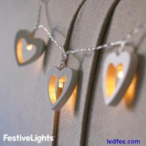 1.5m Battery Christmas Wooden Love Heart Warm White LED Fairy String Wire Lights