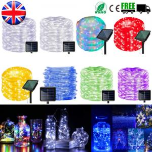 32M 300LED Solar Rope Fairy String Lights Strip Waterproof Outdoor Garden Patio