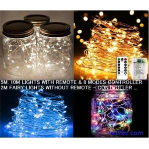 Fairy Lights Battery Operated 8 Modes Remote Copper Wire LED Party String Lights