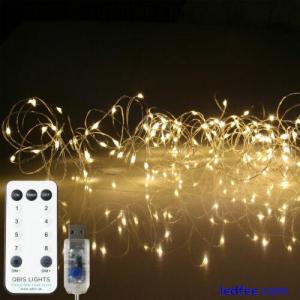 100 Lights on Thin Wire, USB Fairy Lights, Remote Control, Multifunction, Timer