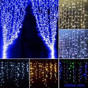 3M 6M LED Indoor Outdoor Fairy Curtain Icicle Light Wedding String Xmas Party 