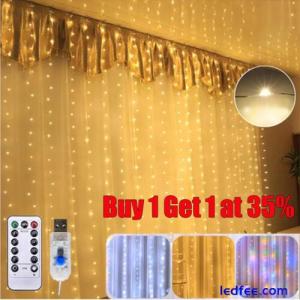 300 LED Curtain Fairy Lights String Indoor/Outdoor Backdrop Eid Mubarak Ramadan