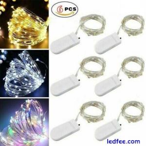 6 Pack 2M 20 LED Battery Micro Rice Wire Copper Fairy String Lights Party Xmas
