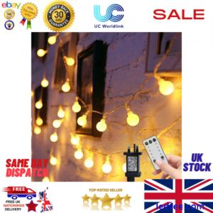 Yinuo 100 LED 15m/49ft Indoor & Outdoor Warm White **EU PLUG** String Lights UK.