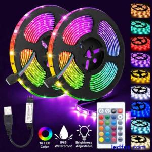 USB LED Strip Lights 5050 RGB Colour Changing Tape  Waterproof Kitchen Lighting