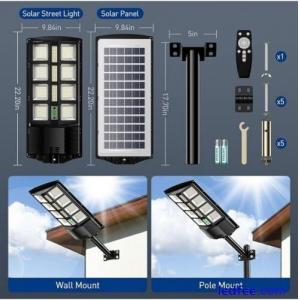 Outdoor Commercial 1200W LED Solar Street Light IP67 Dusk-to-Dawn Road Lamp USA