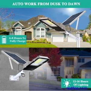 200W Solar Street Light Outdoor Aluminum Road Lamp Garden Spotlight Dusk to Dawn