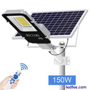 150W 150 Watt Solar Street Light Outdoor Living Lighting Lamp+Pole+Remote Set