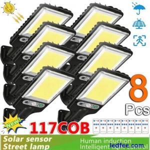 LED Solar Street Light Motion Sensor 3Modes Flood Lamp Outdoor Wall Fence Garden