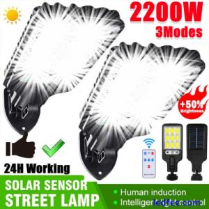 2200W LED Solar Light Outdoor Garden Motion Sensor 3 Modes Lamp Street Wall Yard