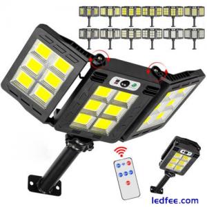 LED Solar Street Lights 3 Head Motion Sensor 270 Angle Wide Lighting Wall Lamp