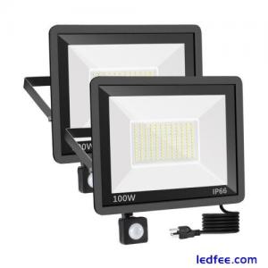 2 Pack 100W LED Motion Sensor Flood Light,11500 lumens LED Work Light with Pl...
