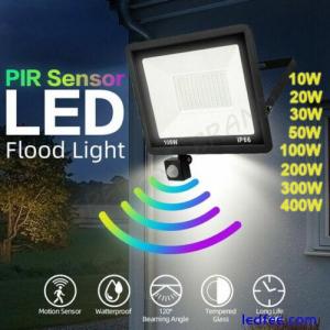 LED FLOODLIGHT OUTDOOR SECURITY GARDEN PIR MOTION FLOOD SENSOR LIGHTS 10W-400W