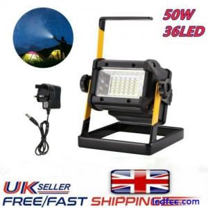 LED Rechargeable 50W 36LED Mobile Portable Work Site Flood Light Fishing Camping