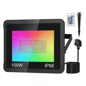 RGB Flood Light LED Floodlight 100W Colour Changing Outdoor Party Stage Remote.