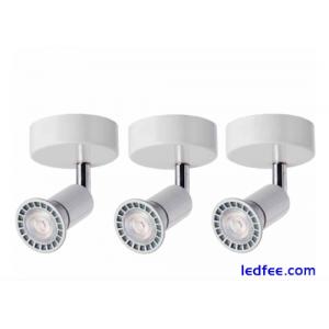 Set Of 3 White Spot Lights Adjustable Angle Sleek Design Modern Indoor