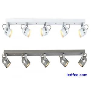 5 Way Ceiling Spot Light Fitting LED GU10 Adjustable Kitchen Spotlight Bar Lamp