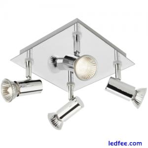 Adjustable 4 Way Ceiling Spotlight Fitting Black LED GU10 Kitchen Light UK