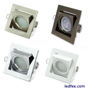 10x LED Recessed Ceiling Downlights GU10 Dimmable Tilt Angle Square Spotlights