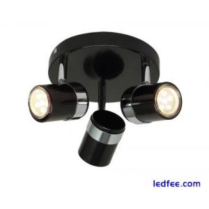  Black 3 Way Ceiling Spotlight LED Adjustable Heads Spot Lights  