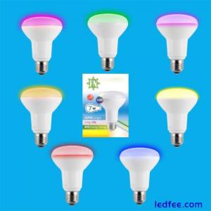 2x 7W LED R80 Coloured Reflector Disco Spot Light Bulb ES E27 Screw Lamp 85-265V