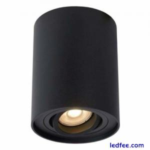 Black Surface Mount Downlights GU10 Bulbs Round Tiltable LED Ceiling Spotlights