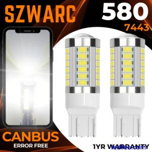 T20 580 Led DRL Side Light White Smd Canbus Error Free W21/5w 7443 Reverse Bulbs