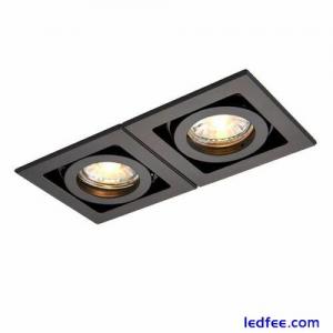 SAXBY XENO Black GU10 Recessed Double Tilt Boxed Twin Downlight Dimmable 94796