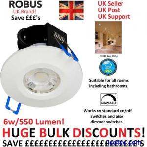 Downlight LED Cool White 4000K 6W Robus Triumph Recessed Ceiling Fire Rated IP65