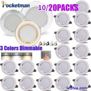 10/20 Pack 3Color Dimmable Ceiling 5W LED Downlight Spot Light Recessed Lighting