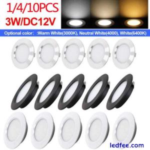 3W LED Recessed Ceiling Lights Slim Panel Downlight Round Spot Lights Lamp 12V 