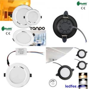 Dimmable LED Panel Downlight Recessed Ceiling Light 3W 5W Black White Lamp 220V
