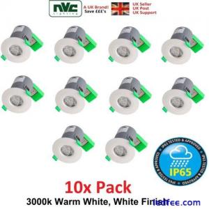 10x LED Downlight Fire Rated Ceiling IP65 3W All Rooms Bathroom White 240v