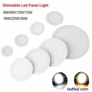 Dimmable LED Panel Light Recessed Ceiling Lamp Downlight Round 6/9/12/15/18/30W