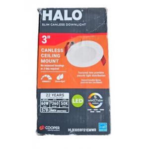 HALO 3 in. Canless Selectable CCT LED Recessed Light Kit White Downlight