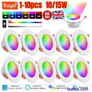 15W Tuya LED Downlight 10W APP Control RGBCW Night Light Smart Home Alexa Google
