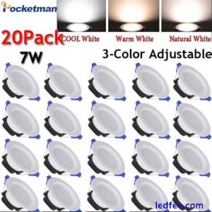 6/10/20Pcs Dimmable LED Downlight Ceiling Light Spotlight with 3 Light Colors