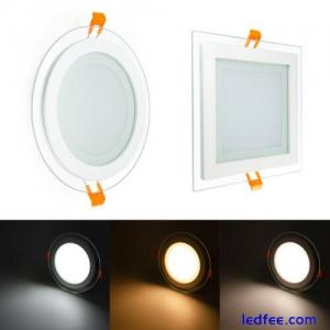 LED Crystal Glass Edge Recessed Round & Square Flat LED Panel Ceiling Down Light
